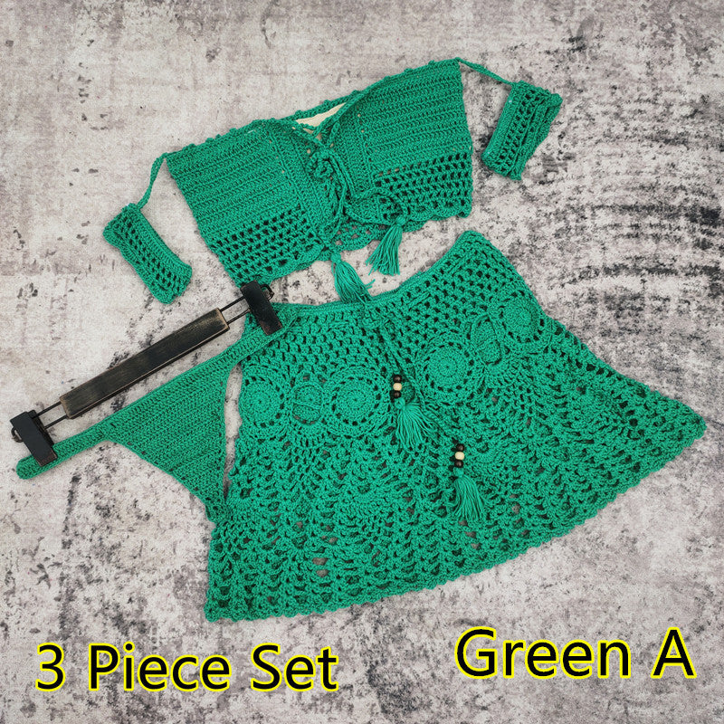 Wholesale Handmade Crochet Mini Skirt Polyester Swimwear