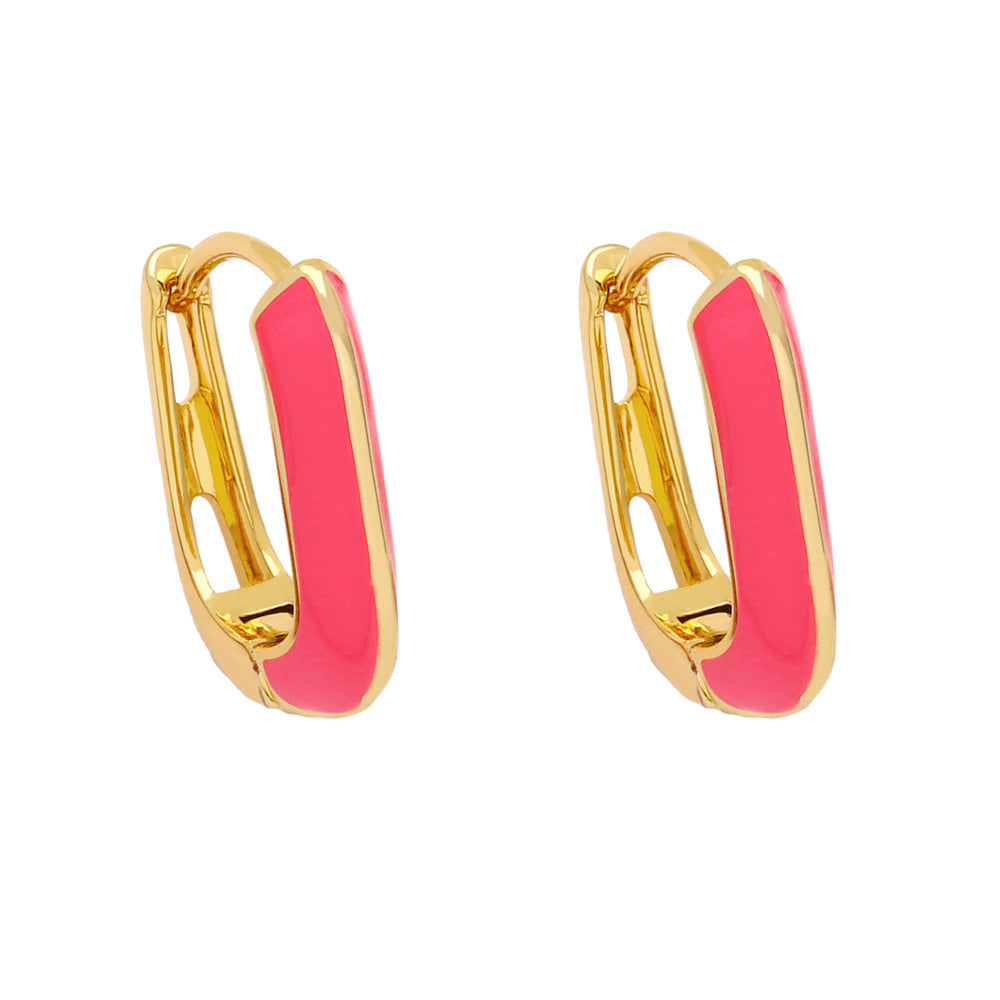 Wholesale Oil Drip U Shape Vintage Copper Earrings