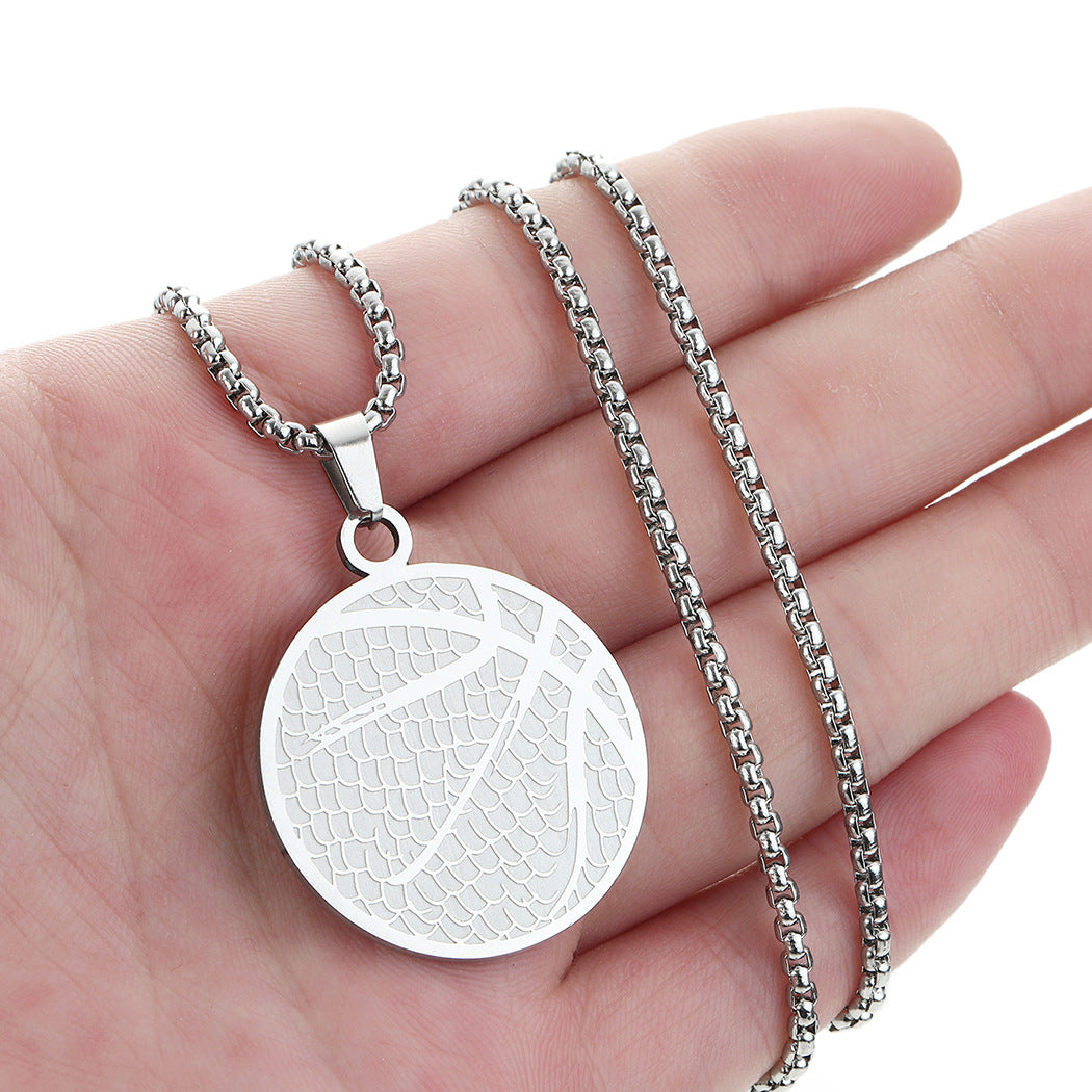 Wholesale Stainless Steel Basketball Pendant Necklace