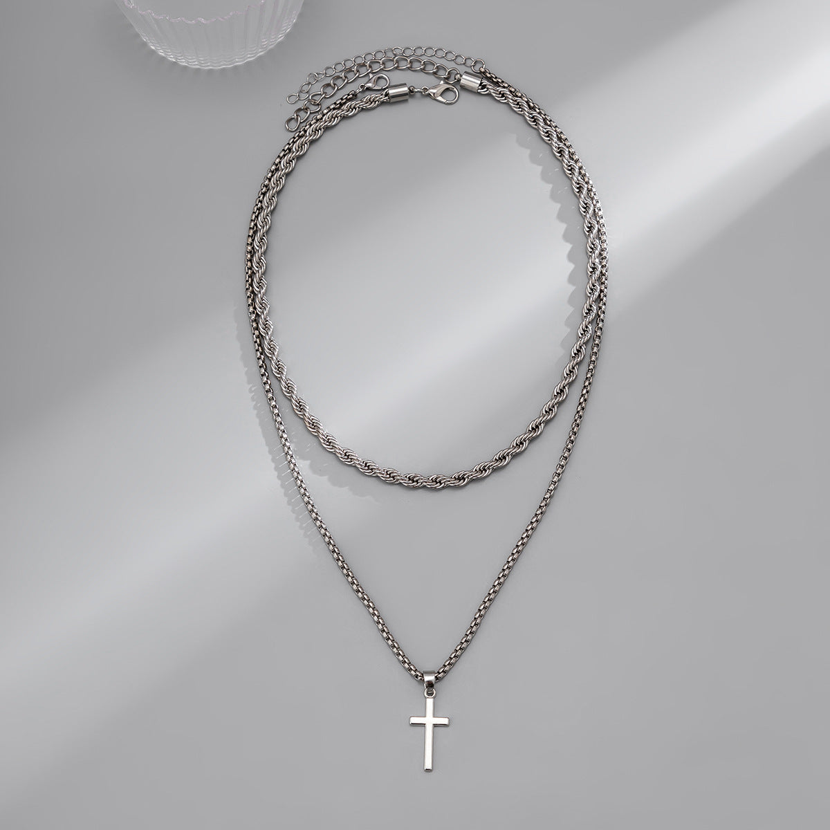 Wholesale Double Stacked Cross Alloy Necklace
