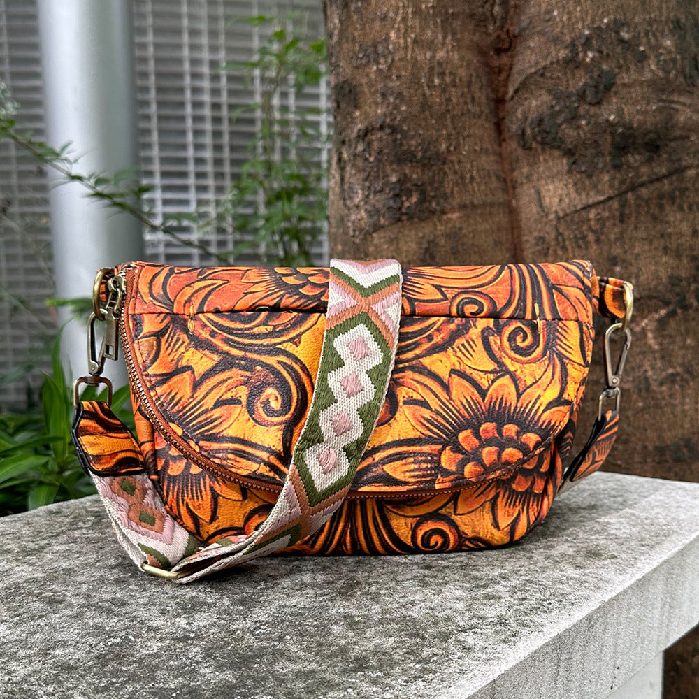 Wholesale Western Style Leopard Print Cow Print PU Folding Crossbody Bag Chest Bag