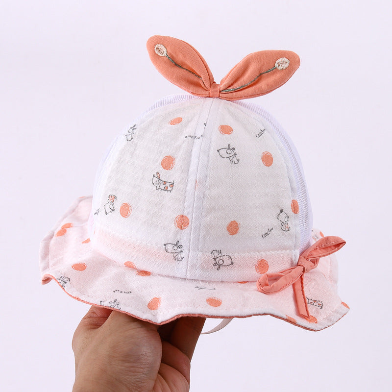 Wholesale Polka Dot Puppy Print Mesh Kids Cotton Bucket Hat