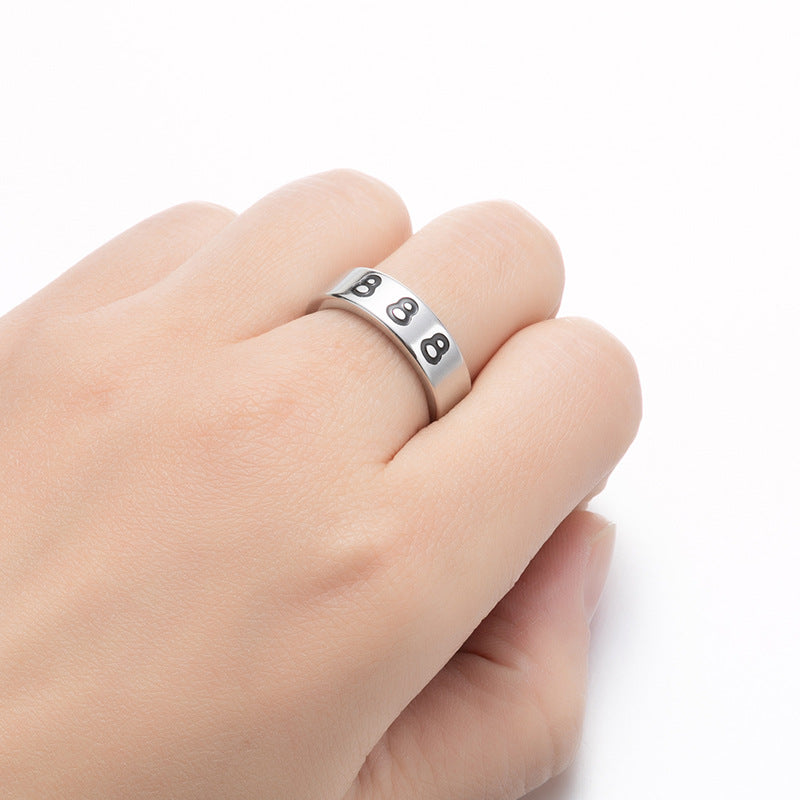 Wholesale Lucky Angel Numbers Stainless Steel Rings