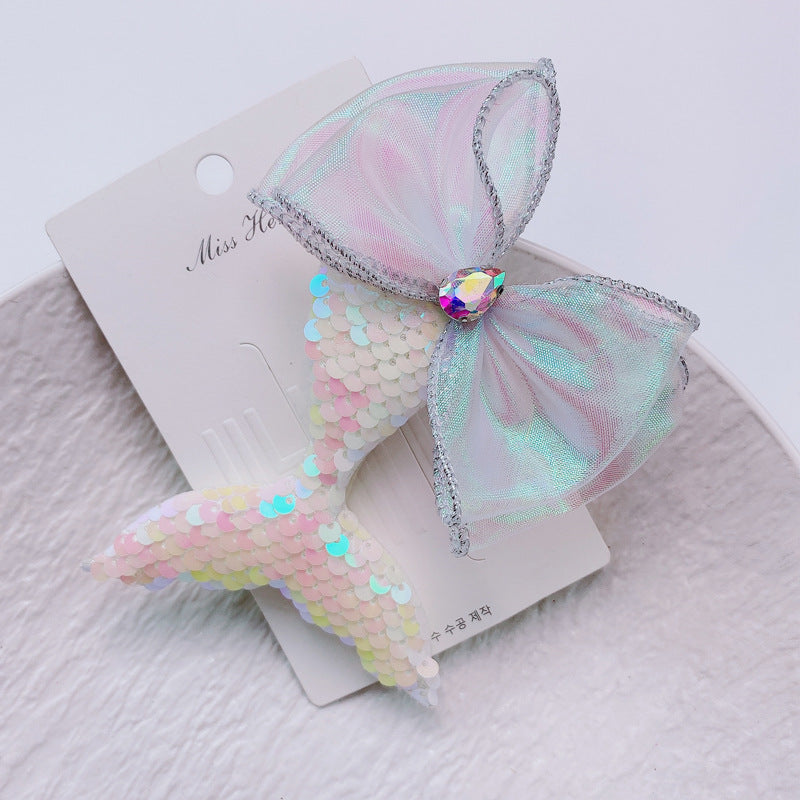 Wholesale Laser Sequins Mermaid Bow Knot Headwear for Kids