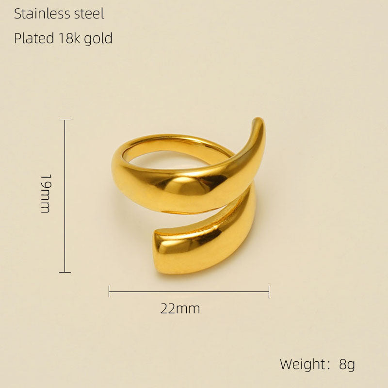 Wholesale Stainless Steel 18k Gold Double Layer Open Ring Titanium Steel Design Sense of Life