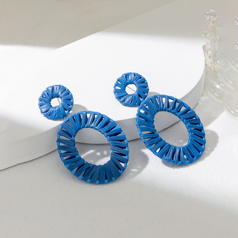 Wholesale Colorful Raffia Alloy Earrings