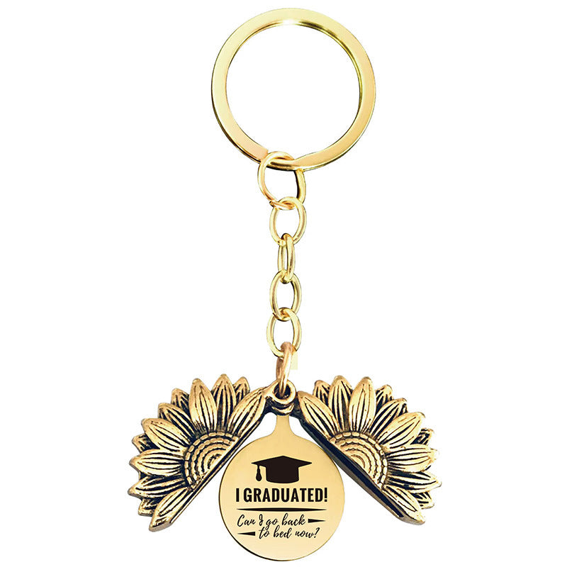 Wholesale Sunflower 2023 Graduation Season Gift Lettering Metal Keychain