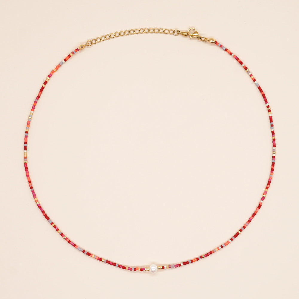 Wholesale Boho Style Handmade Beaded Glass Necklace