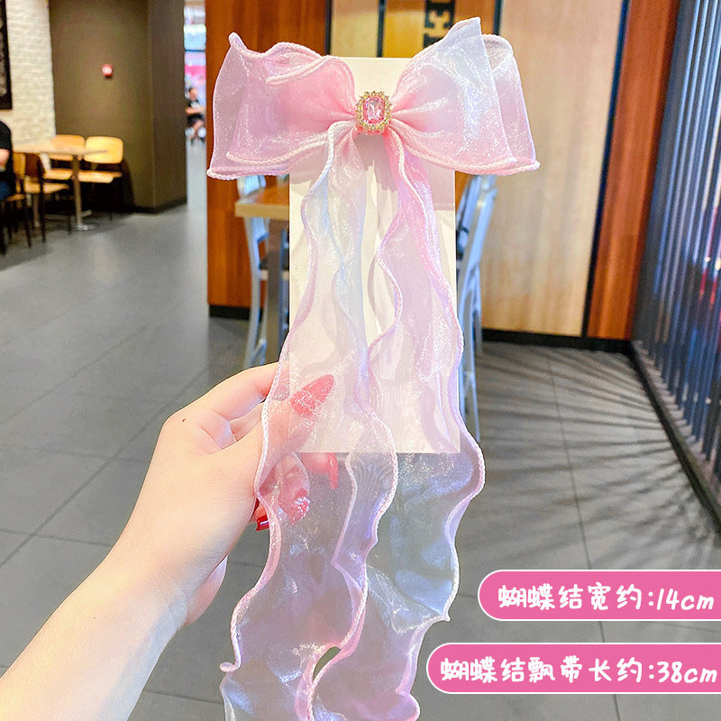 Wholesale Mesh Children Ribbon Bow Hair Clip