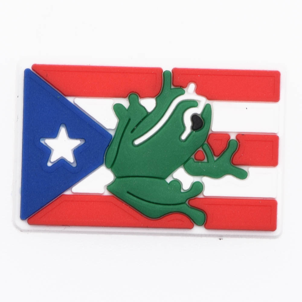 Wholesale 100PCS PVC DIY Hole Shoes Accessories Puerto Rico Flag Shoes Flowers