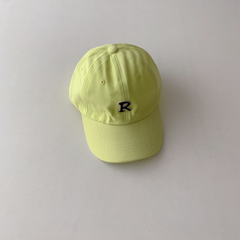 Gorra de béisbol de algodón con letra R simple para niños al por mayor