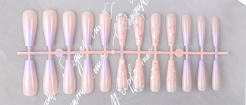 Lentejuelas de mariposa de plástico al por mayor, taladro de punto, arte de uñas largo