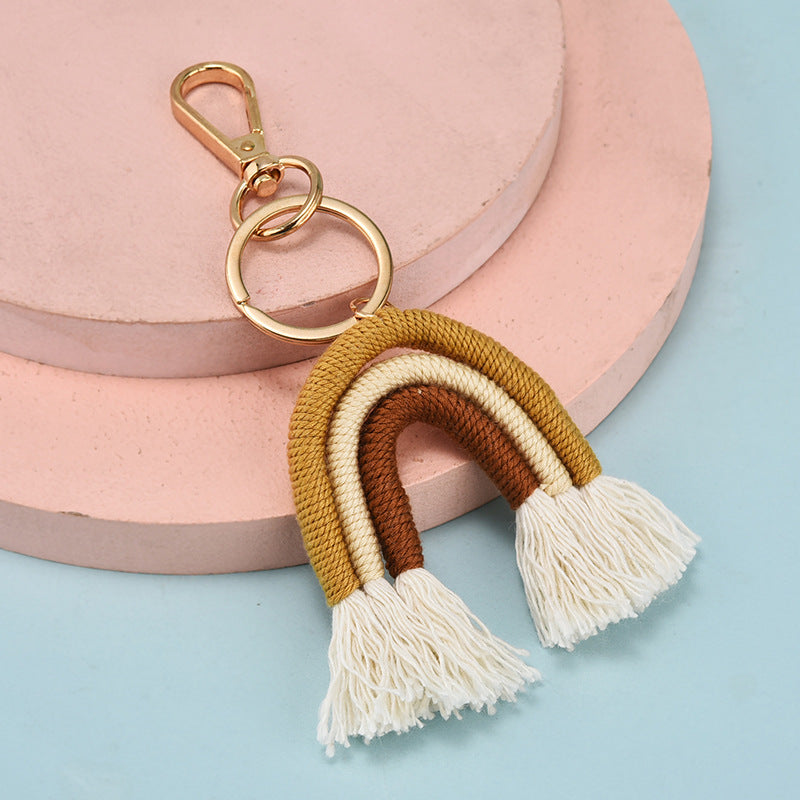 Wholesale Hand Woven Rainbow Tassels Keychains
