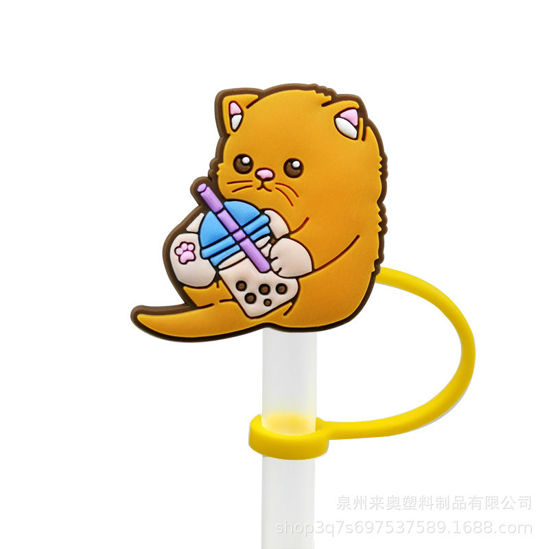 Wholesale 10PCS Cartoon Beverage Silicone Straw Tube Cap