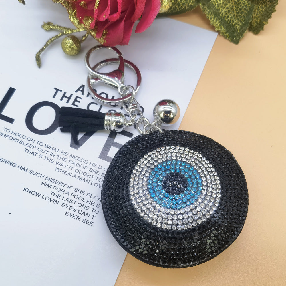 Wholesale Rhinestone Ironing Rhinestone Eye Tassel Key Chain