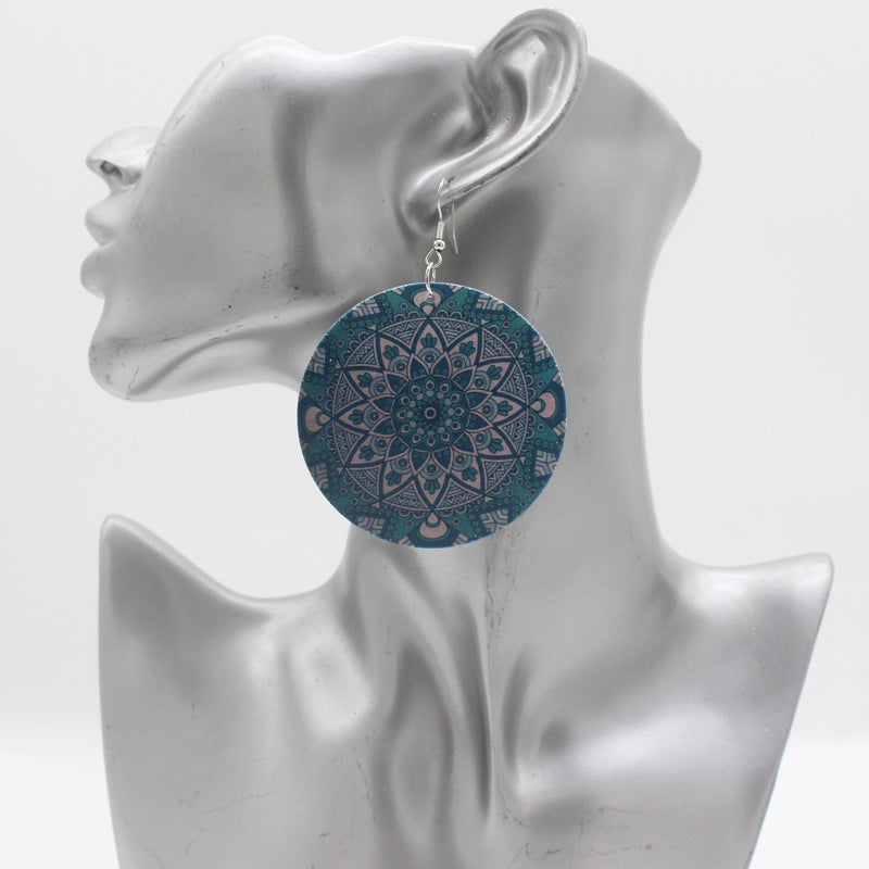 Pendientes De Madera Redondos De Estilo Nacional al por mayor