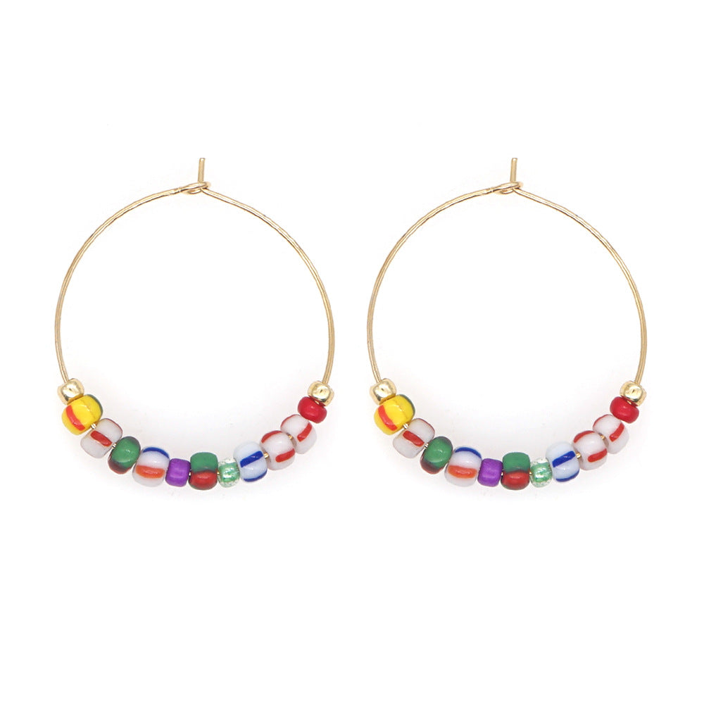 Wholesale Jewelry Ethnic Eyes Rice Beads Earrings