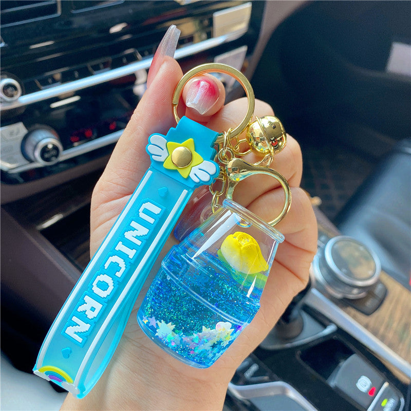 Llavero de botella flotante de tulipanes acrílicos acrílicos al por mayor