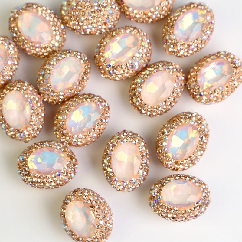 Wholesale Pigeon Egg Clay Inlaid with Diamond Straight Hole Diamond Beads