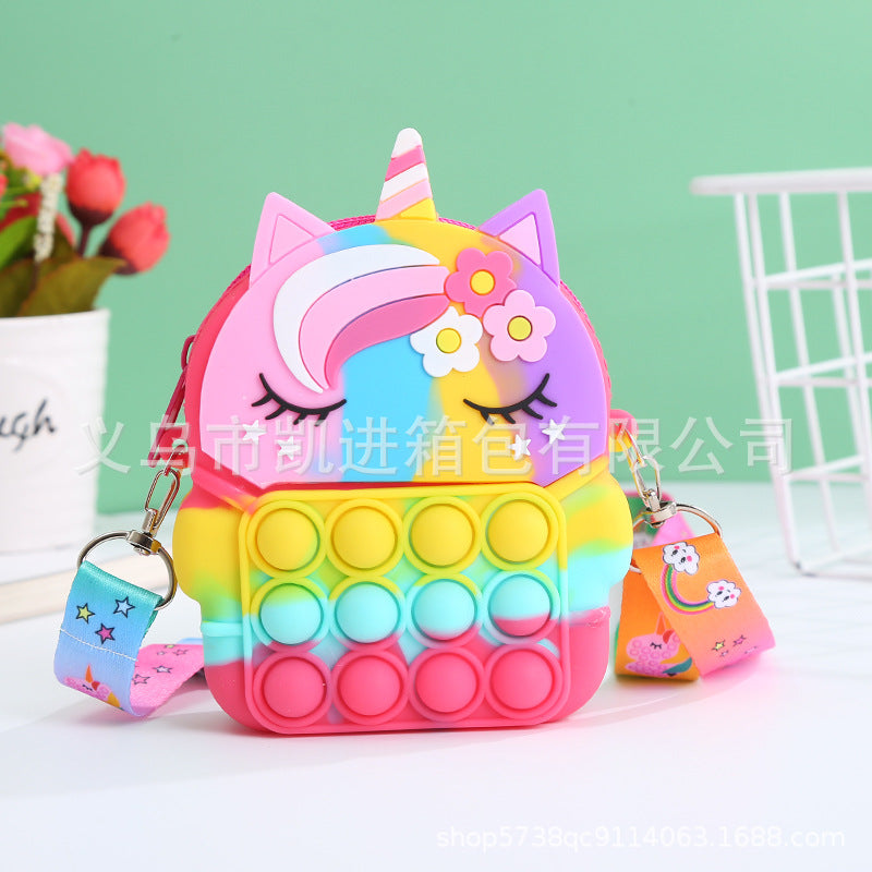 Wholesale Unzip Silicone Unicorn Kids Bag