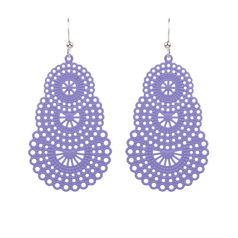 Wholesale Water Drop Gourd Shape Hollow Color Alloy Earrings