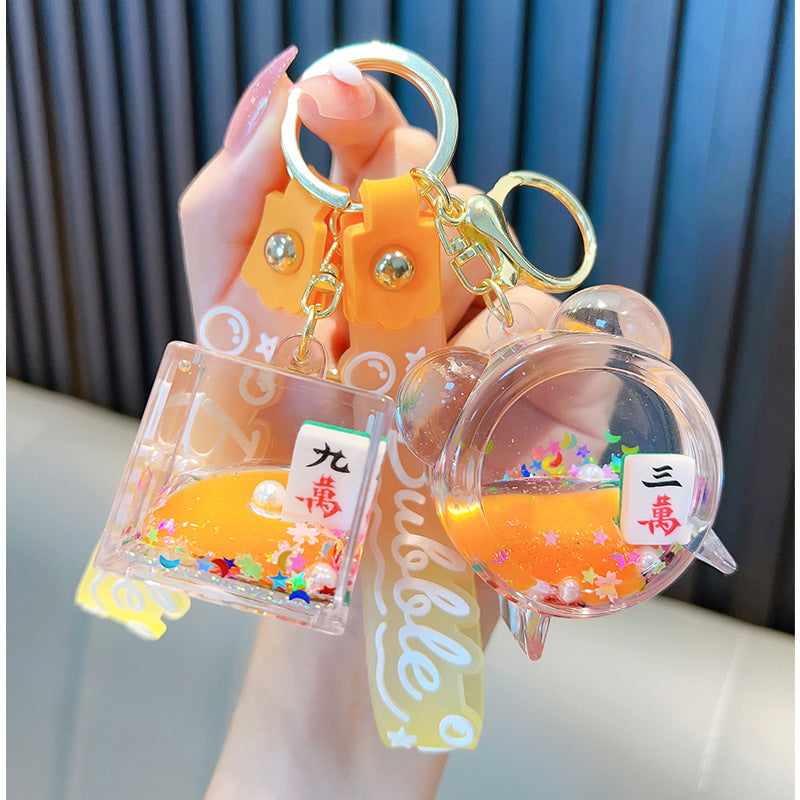 Wholesale Acrylic Into Oil Liquid Milk Tea Cup Mahjong Keychain