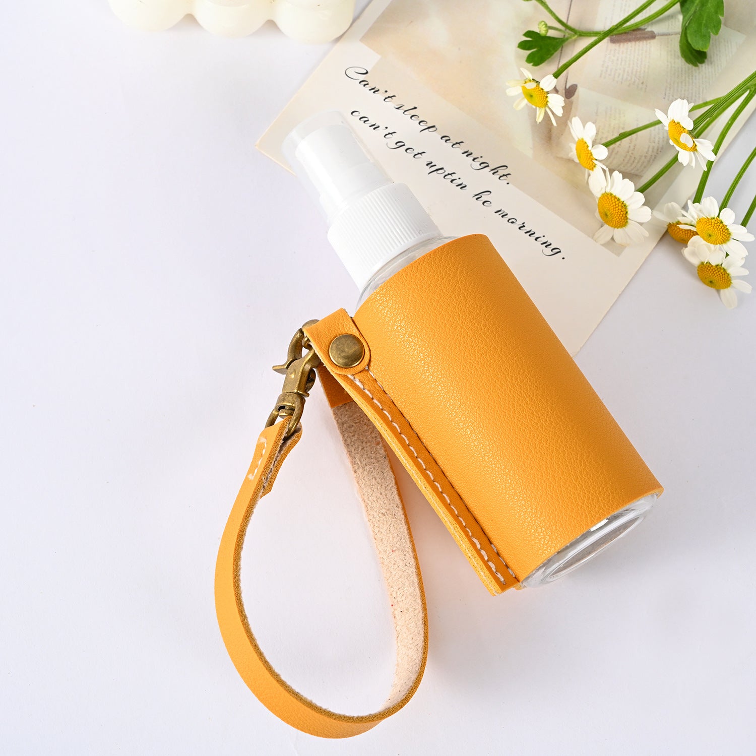 Wholesale Outgoing Portable Hand Sanitizer Leather Case PU Keychain