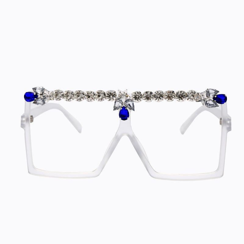 Wholesale Diamond Inlaid Square Large Frame PC Sunglasses