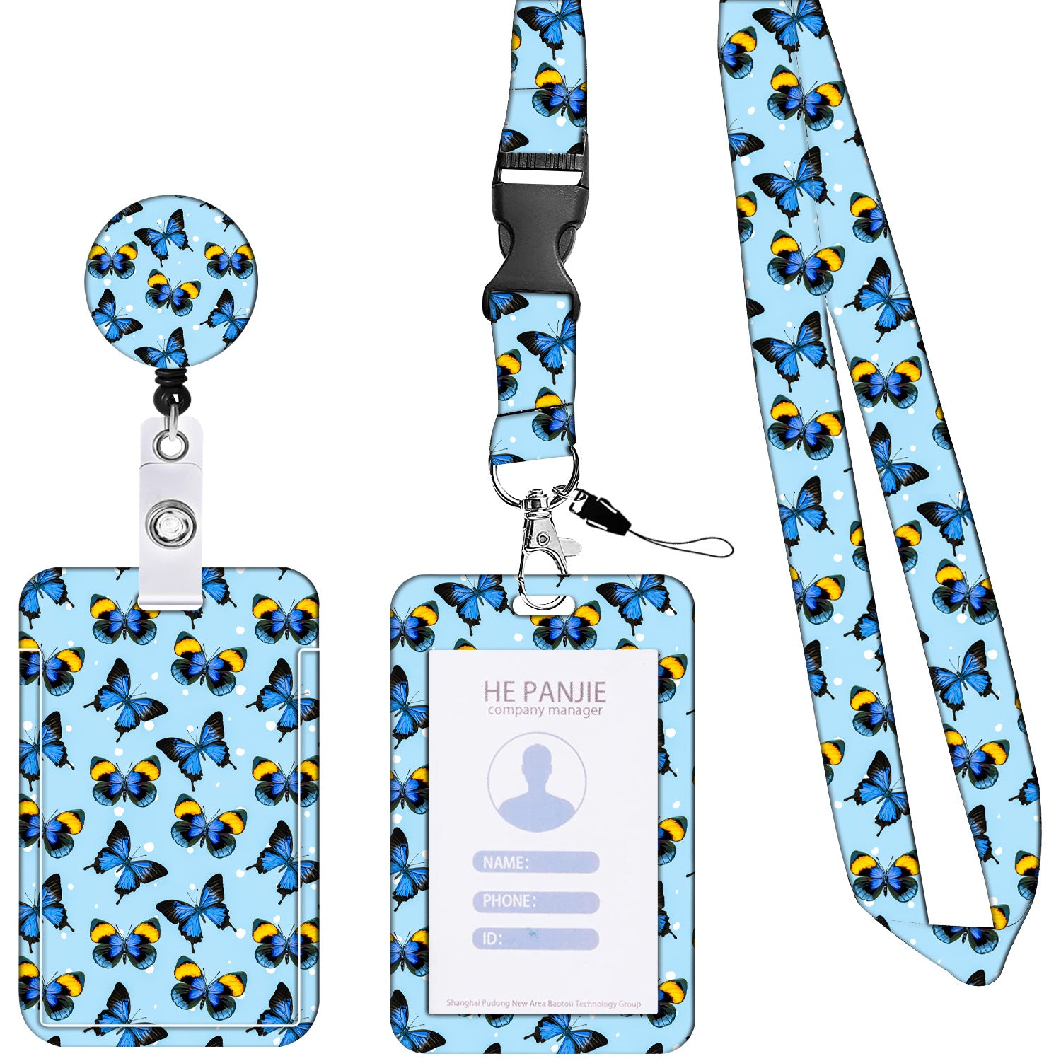 Wholesale Badge Reels ABS Rainbow Flower Butterfly Card Holder Retractable Keychain