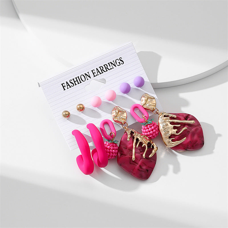 Wholesale Solid Color Flower Acrylic Earrings Set
