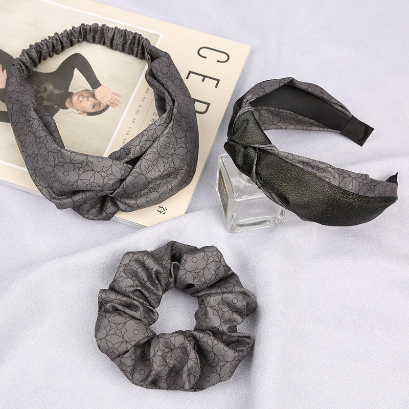 Wholesale Vintage Satin Geometric Pattern Printed Headbands