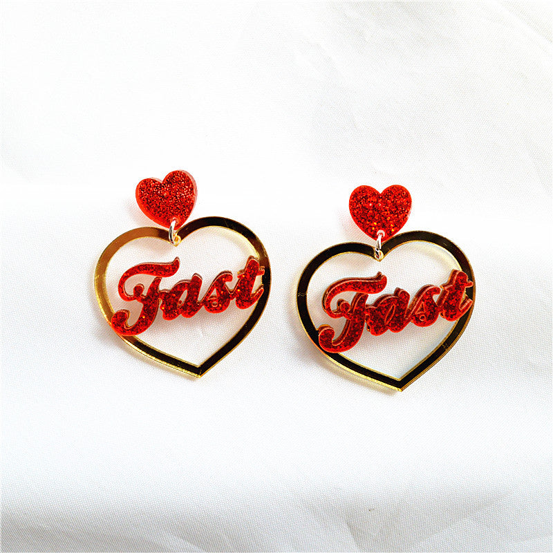 Wholesale Multicolor Cutout Heart Acrylic Earrings