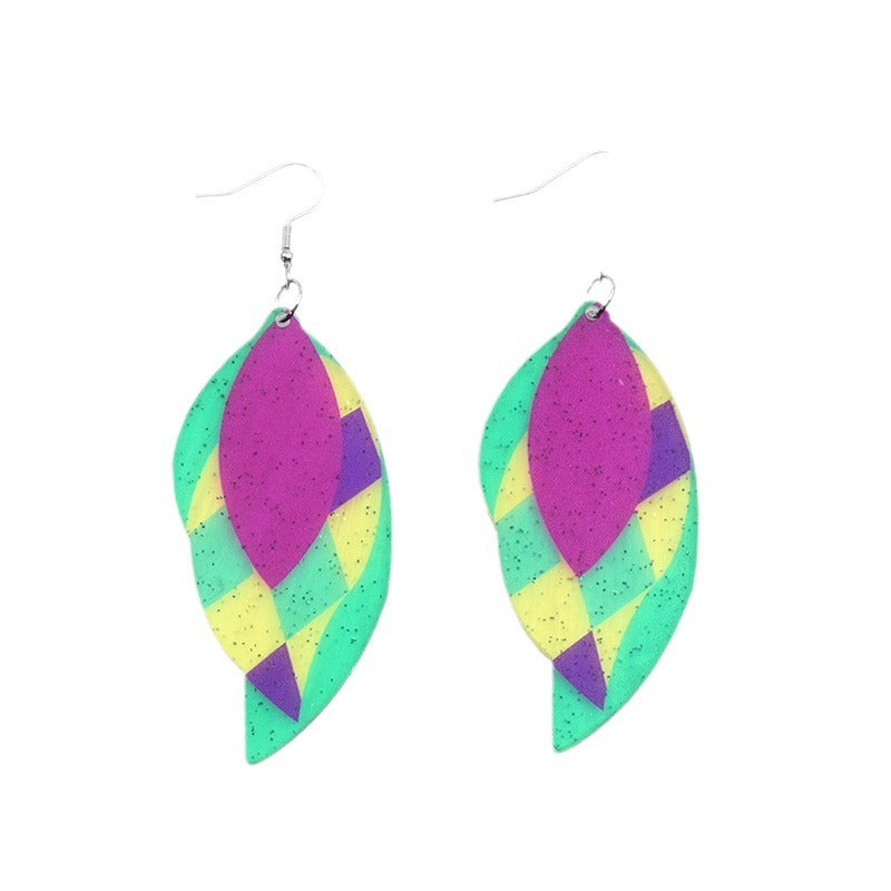 Wholesale Mardi Gras Water-saving Drop Shaped Minimalist Acrylic Earrings