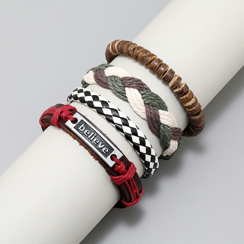 Wholesale Vintage Hand Made Leather Bracelet Set of Four