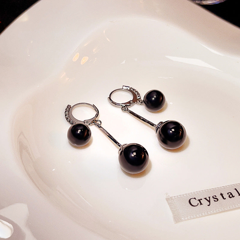 Wholesale Vintage Black Pearl Alloy Earrings