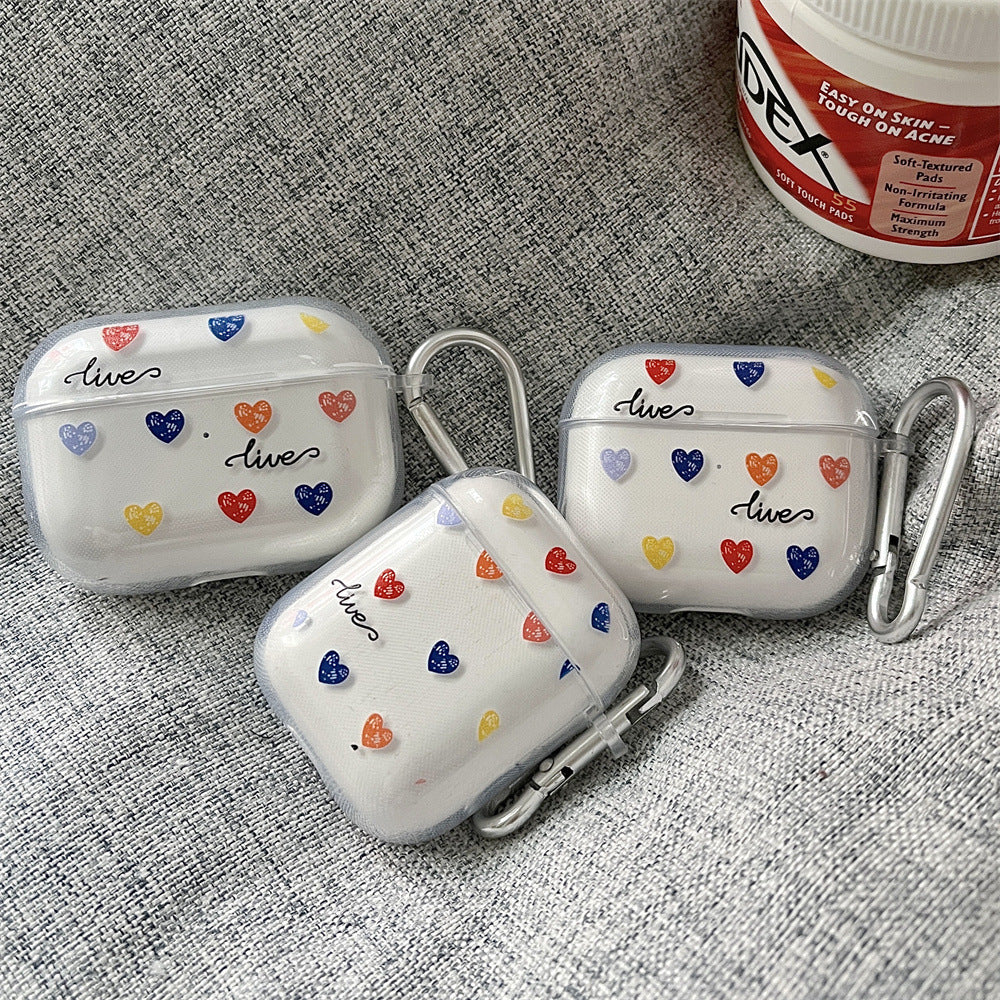 Wholesale Blue Red Yellow Color Love TPU Transparent Headset Case