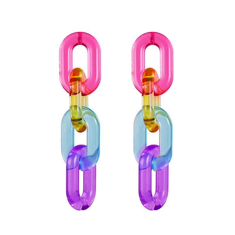 Wholesale Colorful Transparent Jelly Chain Acrylic Earrings