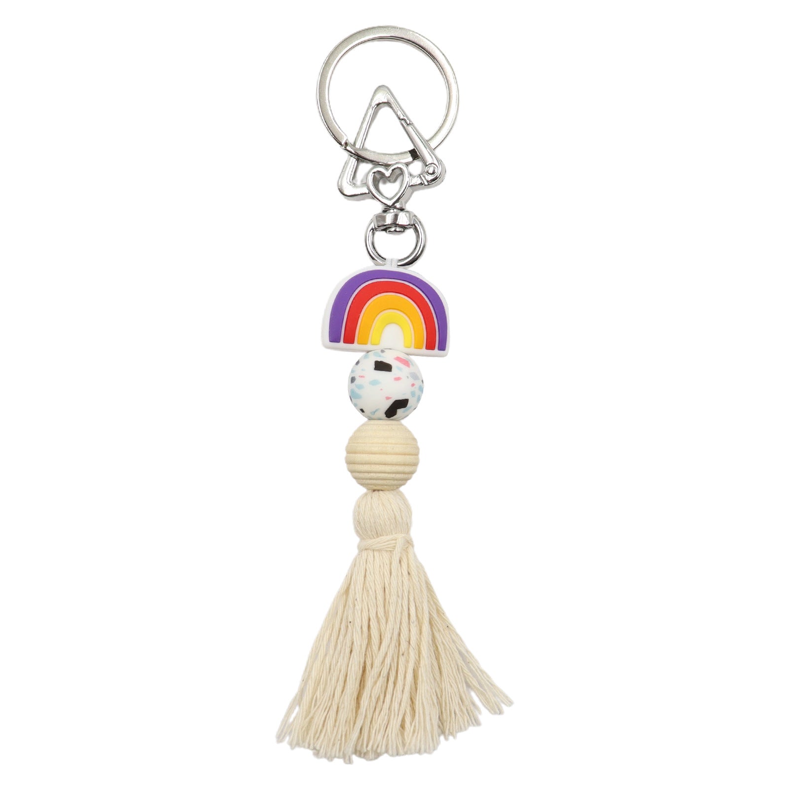 Wholesale Badge Reels Silicone Beaded Rainbow Tassels retractable keychain