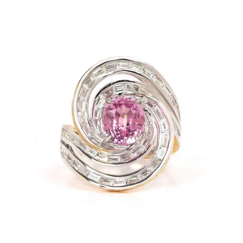 Venta al por mayor Anillos de cobre chapados en rodio con rotación de circonio