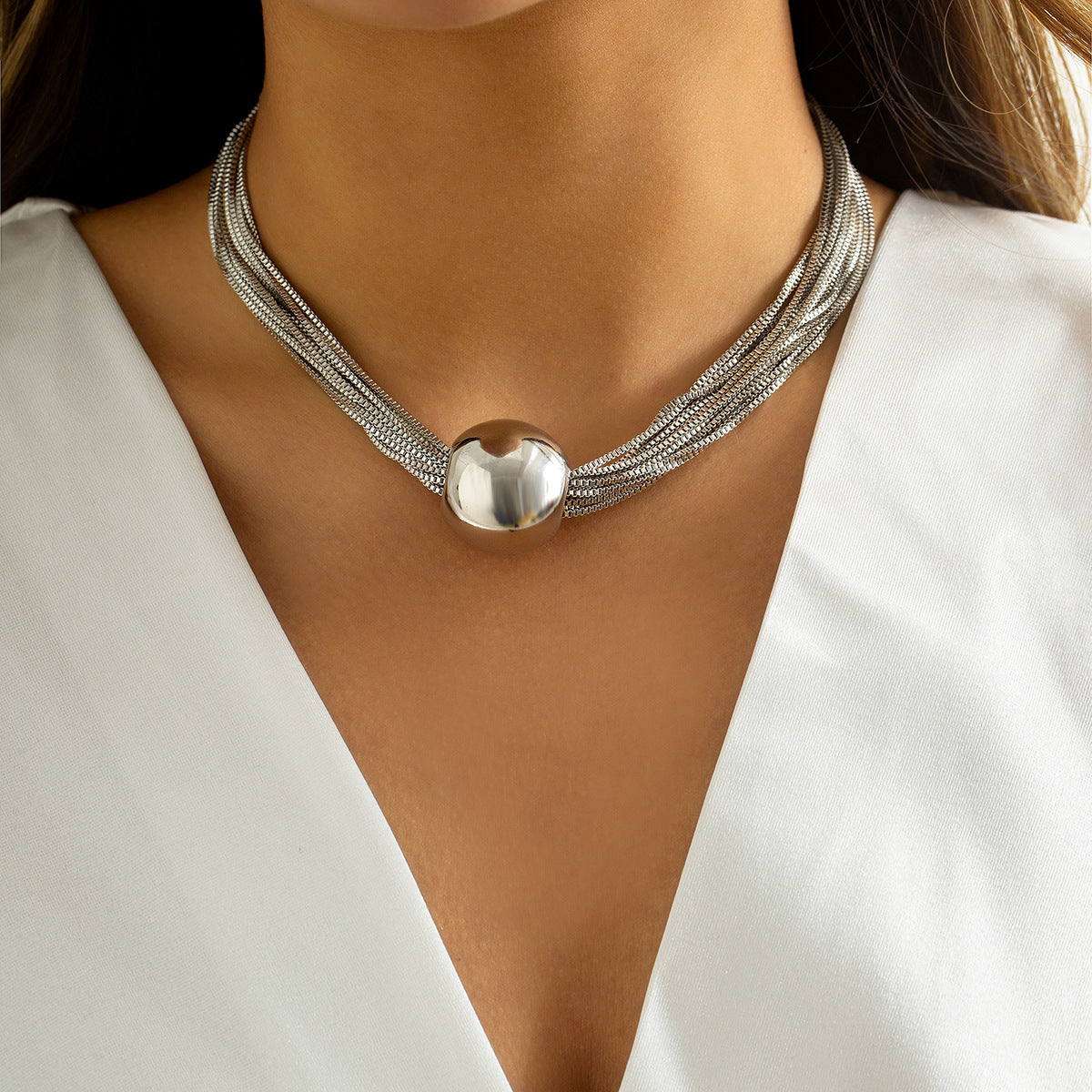 Wholesale Iron Exaggerated Large Cylinder Pendant Clavicle Necklace