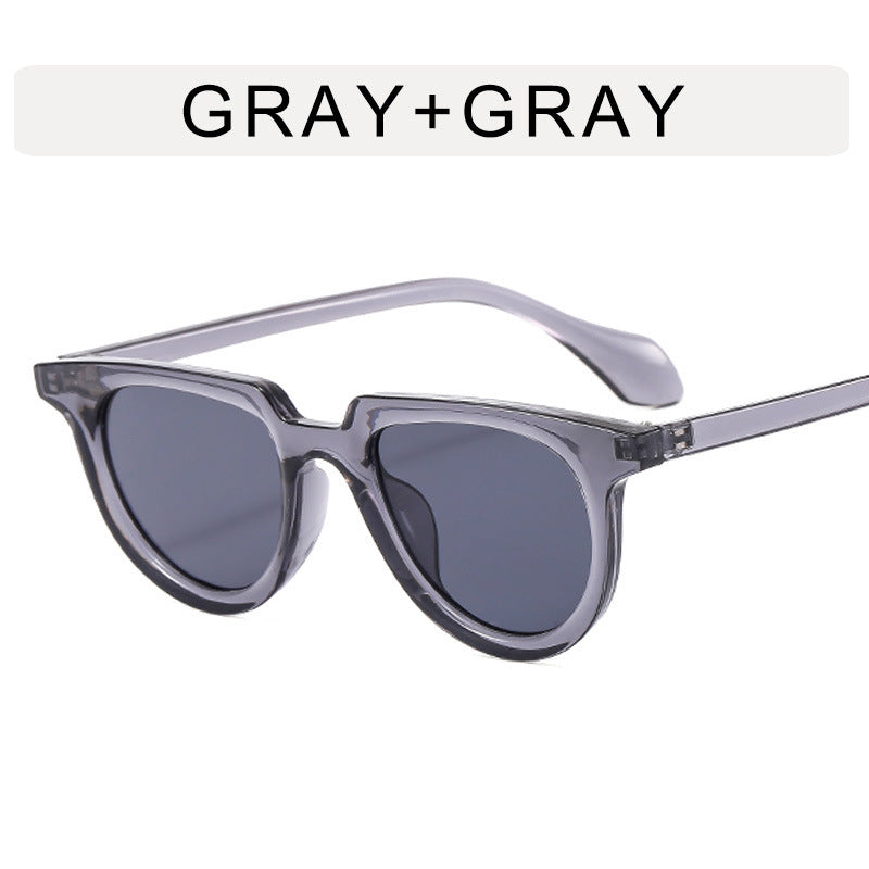 Venta al por mayor, medio marco ovalado, retro, ojo de gato, PC, gafas de sol para mujer