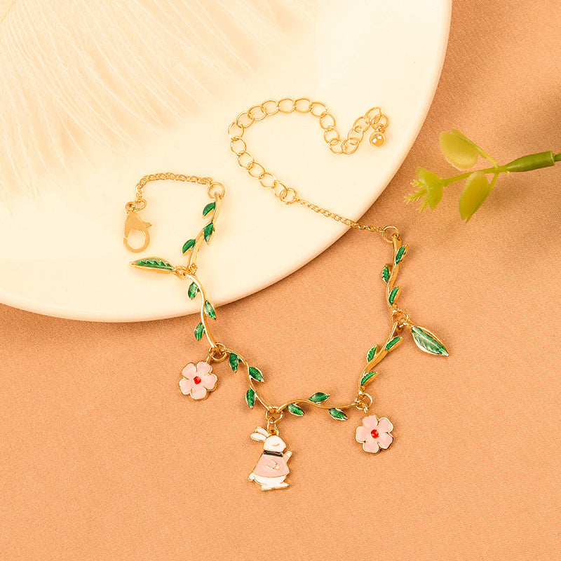 Wholesale Flower Rabbit Leaf Alloy Bracelet