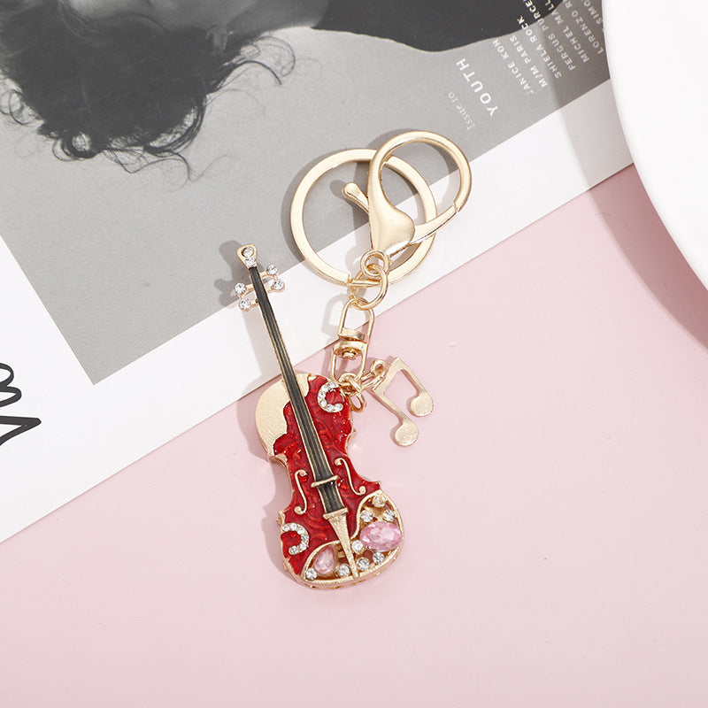 Wholesale Zinc Alloy Metal Diamond Keychain for Guitar