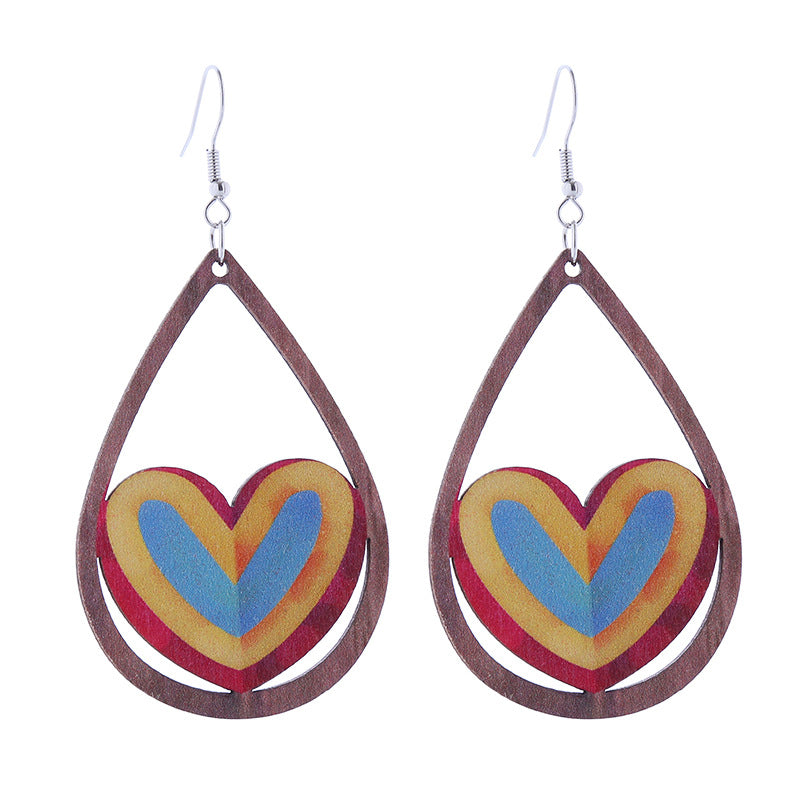 Pendientes de madera gay de arcoíris coloridos al por mayor