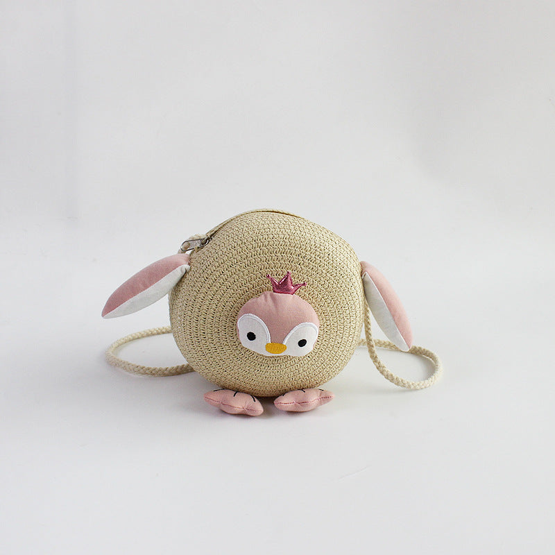 Wholesale Cute Round Fashion Grass Woven Kids Bag