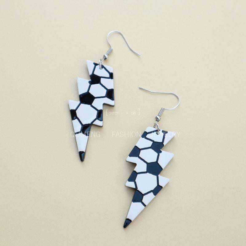 Wholesale Earrings Acrylic Lightning Football Necklace Set