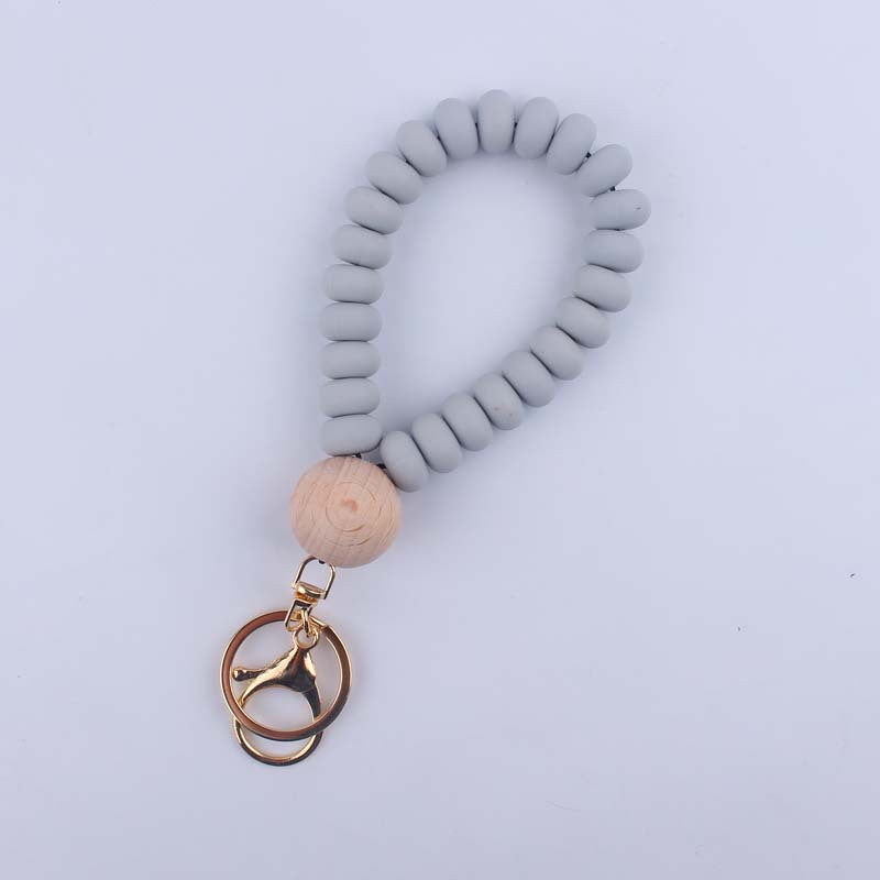 Wholesale Silicone Flat Bead Beaded Wrist Keychain