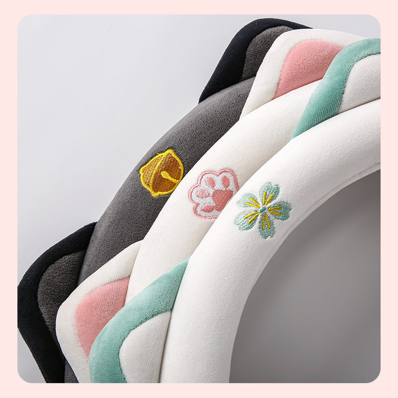 Wholesale Steering Wheel Cover Winter Cartoon Cute Car Interior Short Velvet