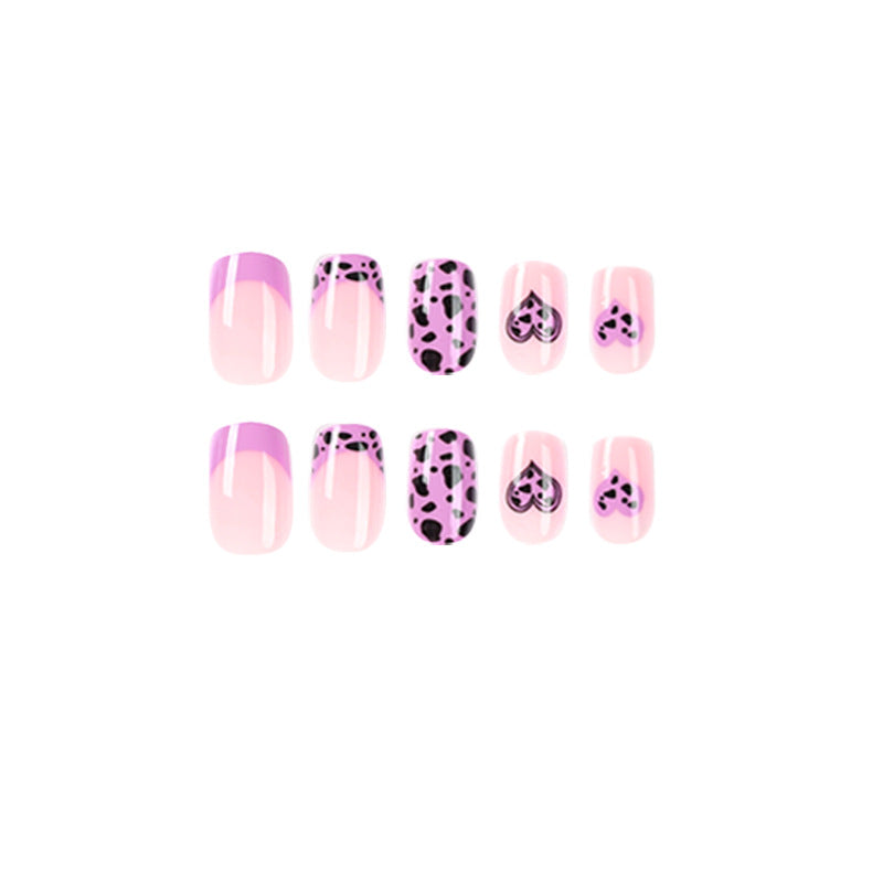 Wholesale Purple Heart Leopard Print Nail Stickers