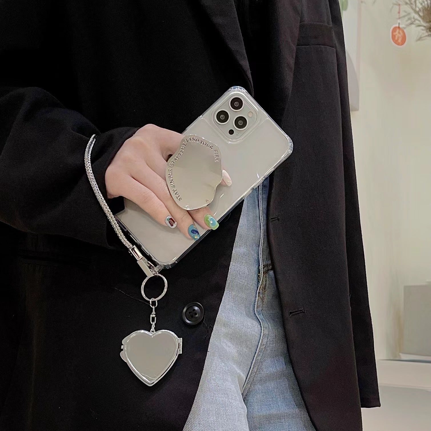 Wholesale Metal Cosmetic Mirror Pendant Mobile Phone Bracket